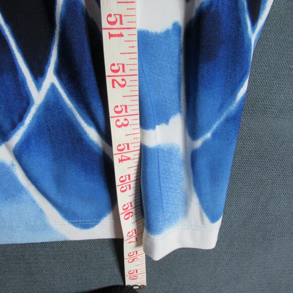 Chicos Dress Womens Sz 0 Blue White Geometric Maxi Resort Vacation Beachy Flowy - Picture 4 of 8